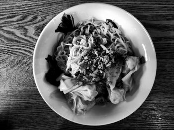 High angle view of food in plate