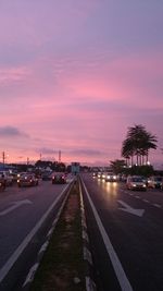 Traffic on road at night