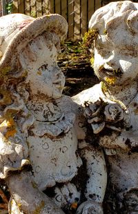 Close-up of abandoned sculpture