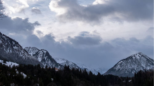 Panoramic view of snowcapped mountains against sky