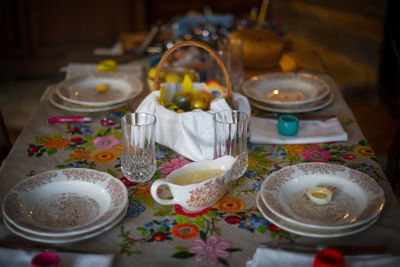 High angle view of food on table
