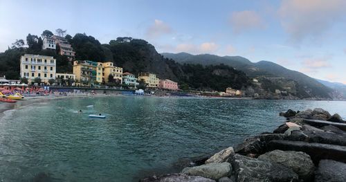 Scenic view of sea and rocks against sky