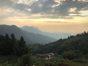 Scenic view of landscape against sky during sunset