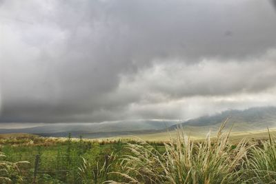 Scenic view of landscape against cloudy sky