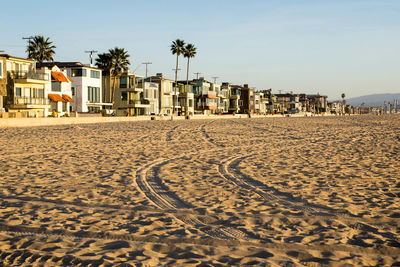 Scenic view of beach against clear sky