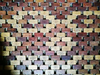 Extreme close up of red brick wall