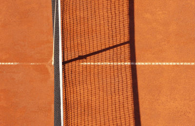 High angle view of net on tennis court