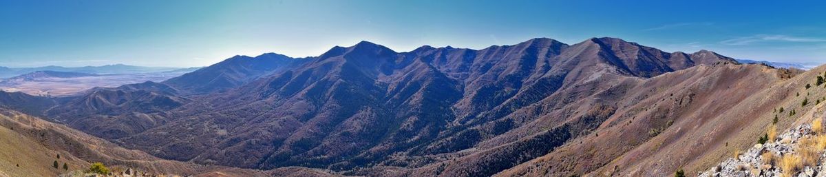 Panoramic view of mountain range against sky