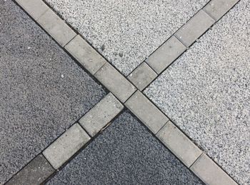 High angle view of tiled floor