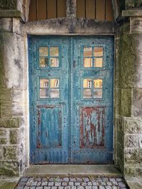 Closed door of old building