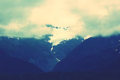 Aerial view of mountains against sky