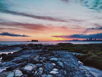 Scenic view of sea against sky during sunset