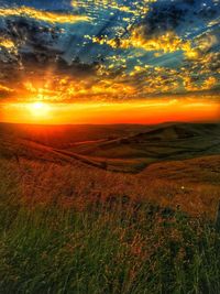 Dramatic sky over landscape