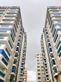 Low angle view of buildings against clear sky