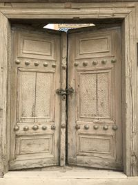 Closed door of old building