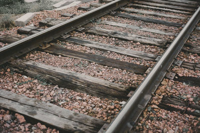 High angle view of railroad track