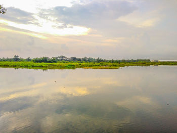 Scenic view of lake against sky