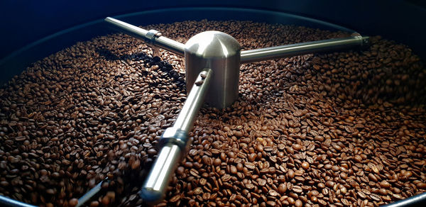 High angle view of coffee beans