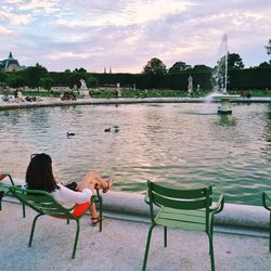 People sitting in water