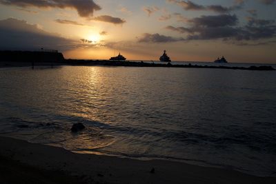 Scenic view of sea against sky during sunset