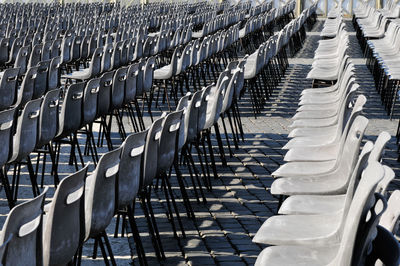 High angle view of empty chairs