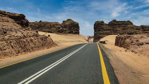 Empty road against sky