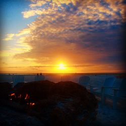 Scenic view of sea at sunset