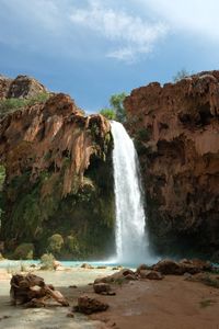 Scenic view of waterfall