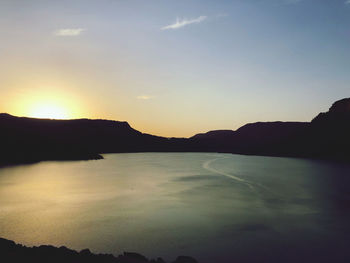 Scenic view of sea against sky during sunset