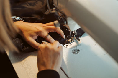 High angle view of man working