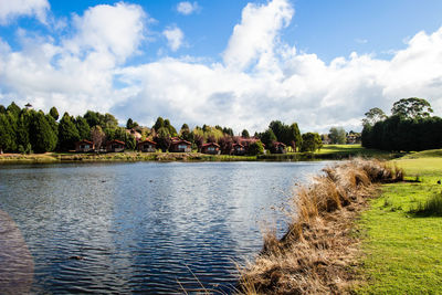 Scenic view of lake against sky