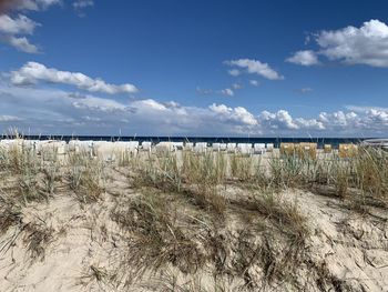 Scenic view of beach against sky