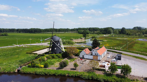 High angle view of townscape against sky