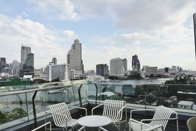 High angle view of cityscape against sky