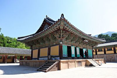 View of temple building against clear sky