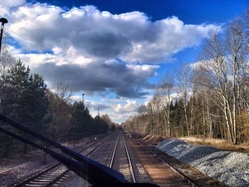 Railroad track against sky