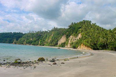 Scenic view of beach against sky