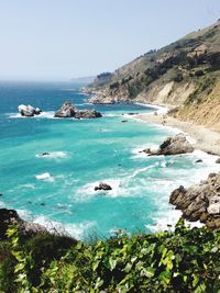 Scenic view of sea against clear sky