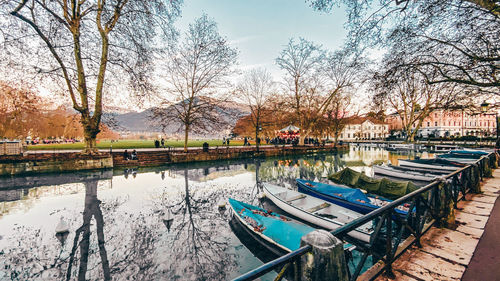 Scenic view of canal against sky
