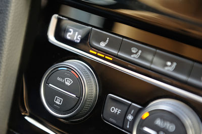 Close-up of dashboard in car