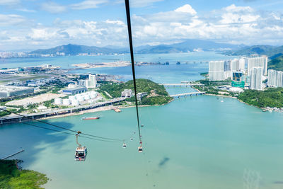 High angle view of cityscape against sky