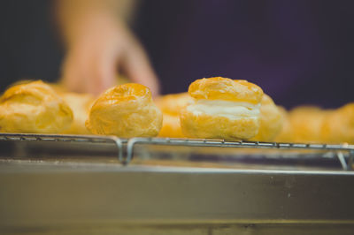 Close-up of food on barbecue grill