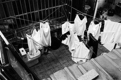 High angle view of clothes drying