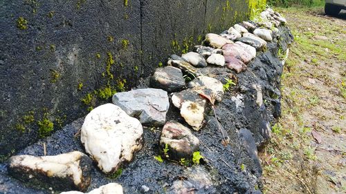 High angle view of rocks