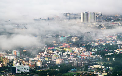 High angle view of buildings in city