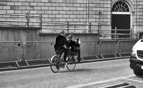 Bicycle on bridge in city