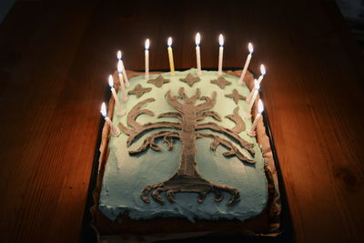 Close-up of illuminated candles