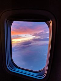 View of sky seen through airplane window