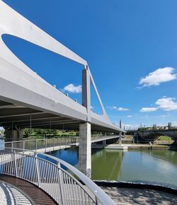 Bridge over river against blue sky