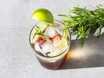 Fruit salad in glass